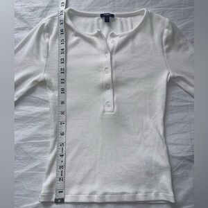 White Henley Thermal Top